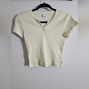 Aritzia TNA Cream Ribbed Women's Top